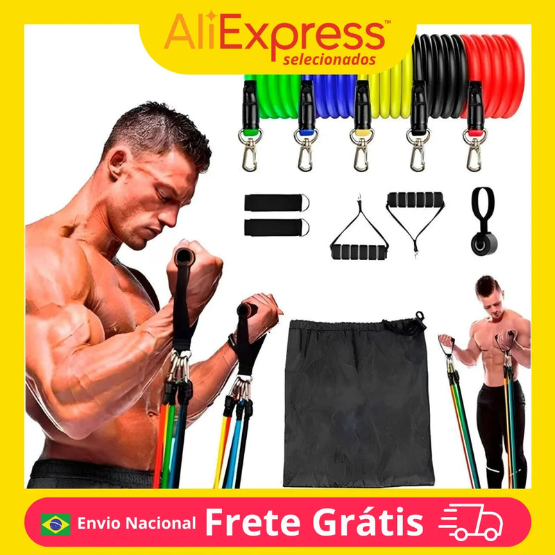 Kit - 11 Elastics Extensores para Exercícios Fisicos